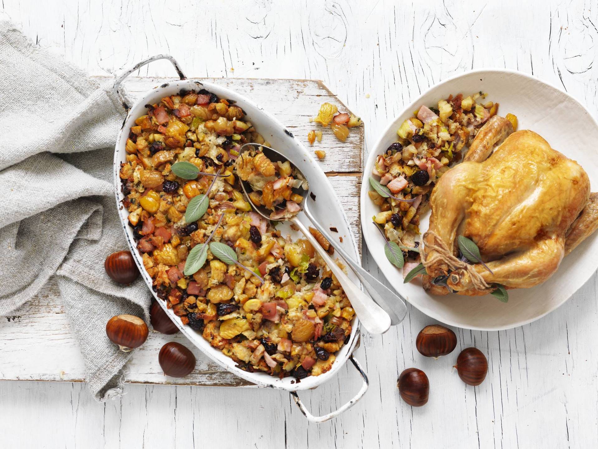 Chestnut, cranberry & bacon stuffing